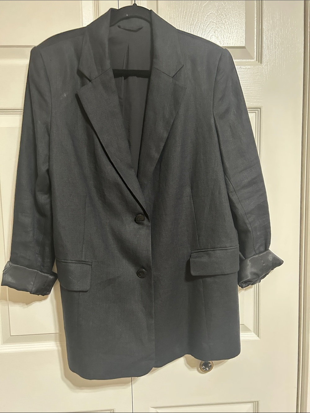 & Other Stories Black Single-Breasted linen Blazer